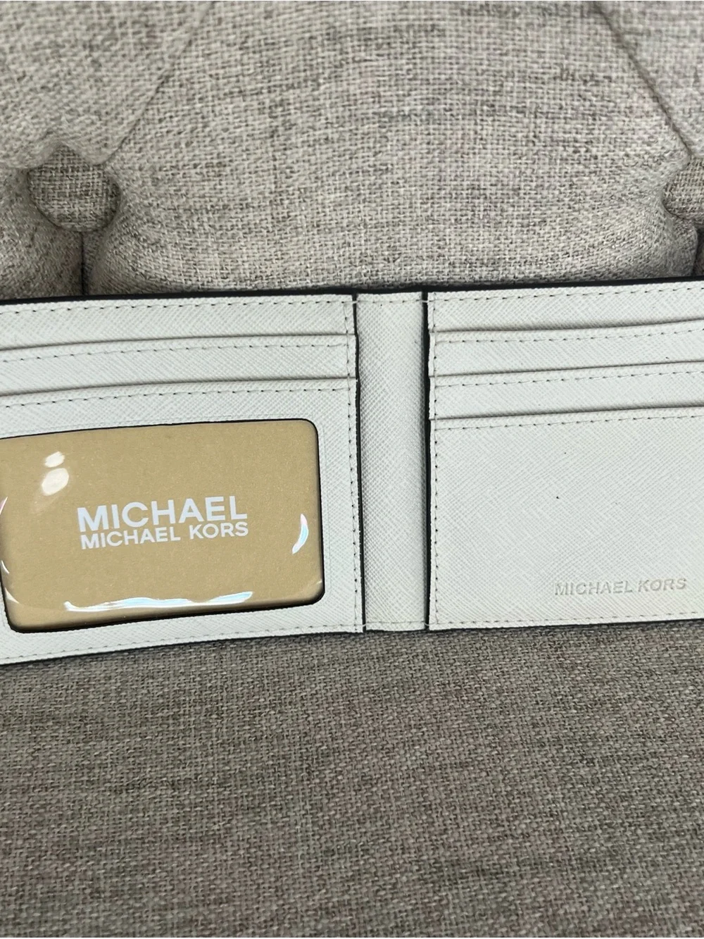 Michael Kors Men's White Saffiano Leather Bifold Card Holder Wallet